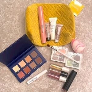 Brand New Ulta Beauty Makeup Bag w/ Eyeshadow Palettes Lip Primer Brush Blender